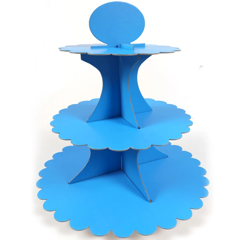 

1set/lot Blue Solid Theme Boys kids Favors Cupcake Holder Baby Shower Paperboard Cake Stand Happy Birthday Party Event Supplies