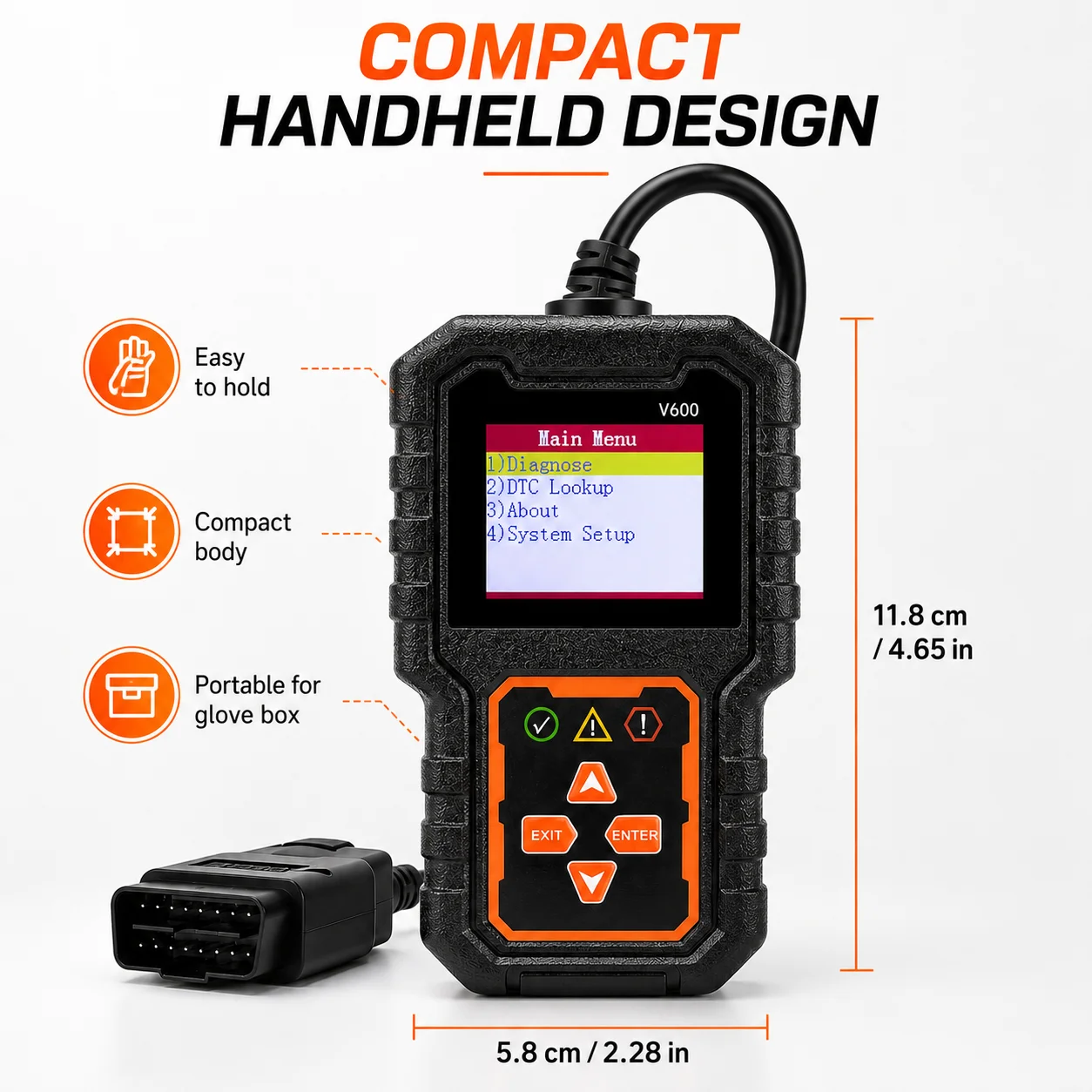 V600 Professional OBD2 Scanner Car Diagnostic Tool Engine Fault Code Reader Code Eraser Battery Voltage Tester OBDII Auto Scanne