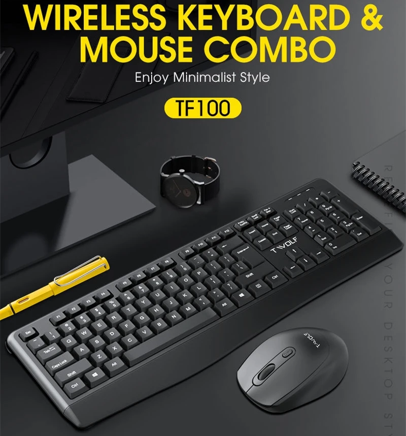 Spanish Wireless Keyboard Mouse Kit 100% Keyboard Spanish ISO Layout Bluetooth 2.4G USB Wireless Connection 104 Key Gaming TF100