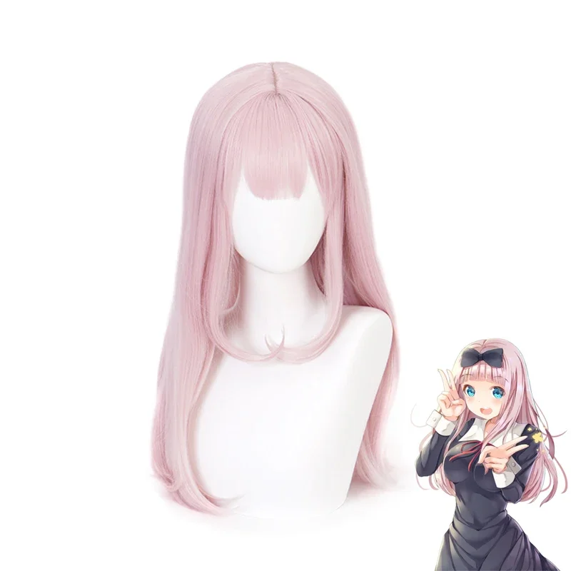 

Fujiwara Chika Women Pink Long Wig Cosplay Costume Kaguya-sama Love is War Heat Resistent Synthetic Hair Carnival Party Wigs