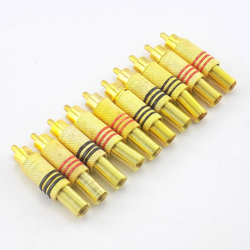High Quality RCA Male Plug Connector Non Solder Audio Video Locking Cable Plug Adapter for Video IP Camera CCTV Camera A6