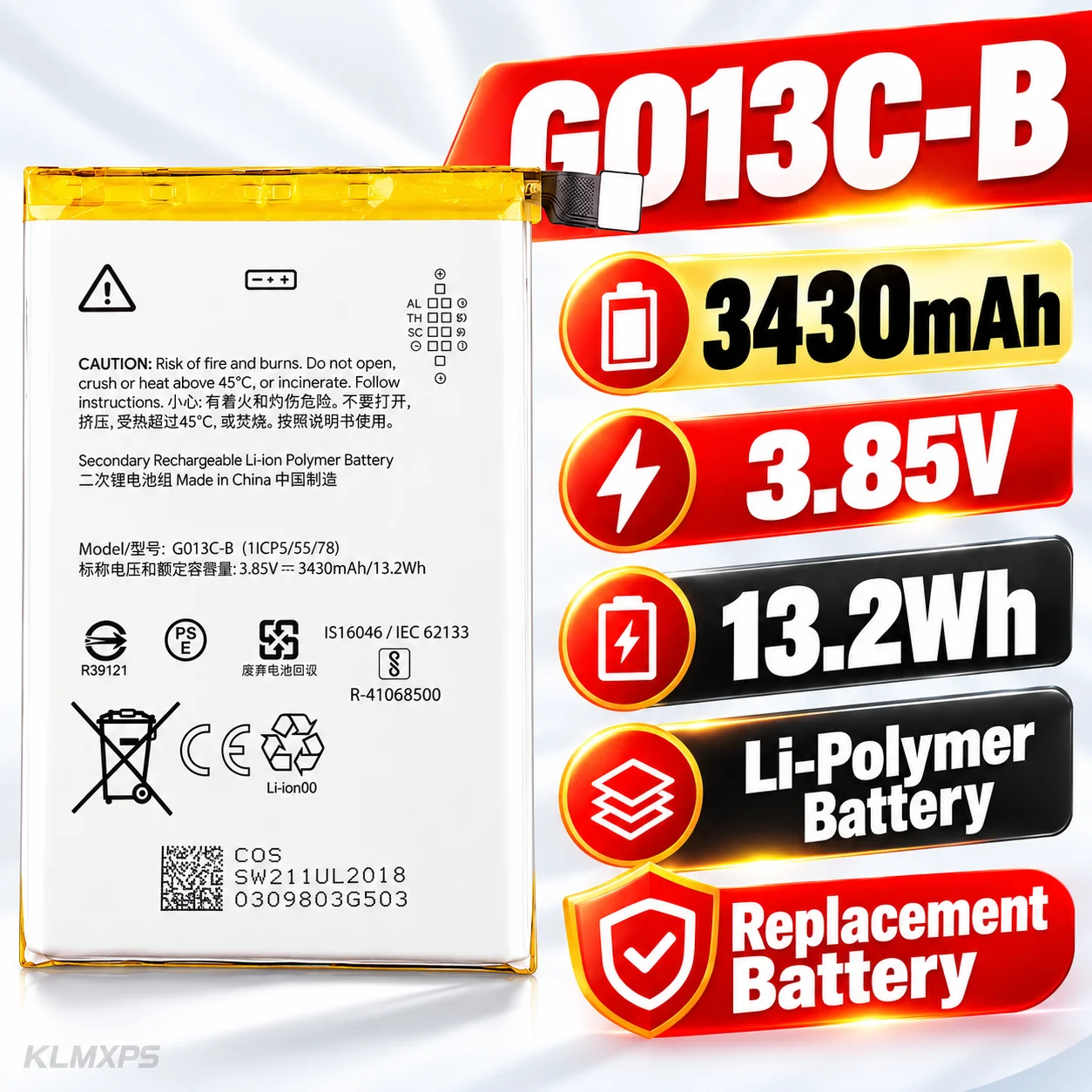 Replacement Battery G013C-B 13.2Wh for Google Pixel 3 XL Pixel XL3 Phone Battery 3.85V Li Polymer Cell Repair Kit Included