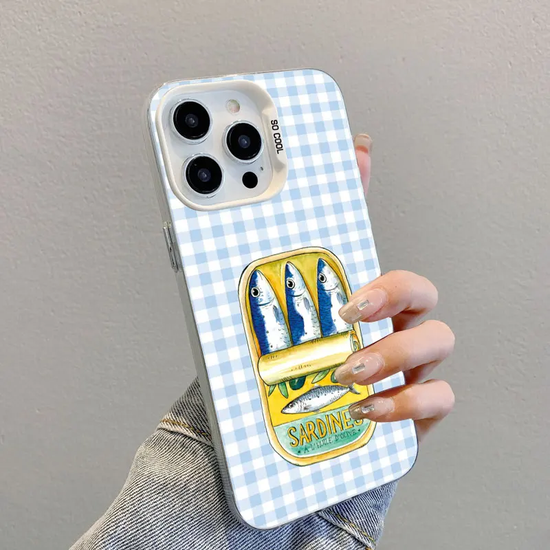 Sardines Color Fish Funny Laser Phone Case For iPhone 13 12 Mini 11 Pro Max 17 16 15 14 Pro Max Plus Air Shockproof Back Cover