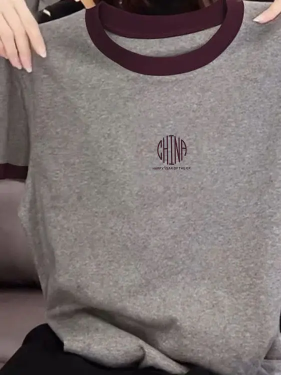 Camiseta de Manga Corta de Algodón Puro, Diseño Simple 2026, Estilo Coreano, Moda Casual para Mujer, Combinable con Todo, Lar...