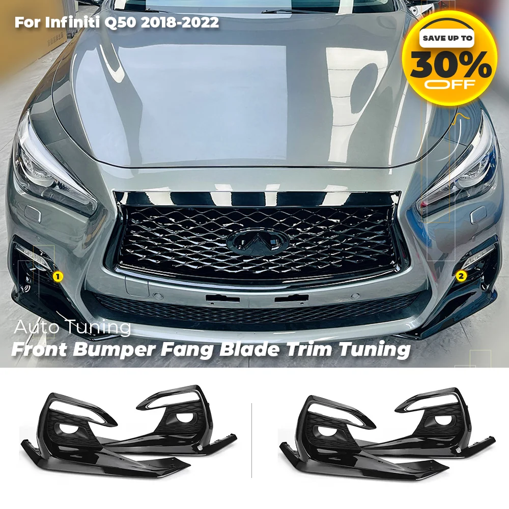 

Front Bumper Wind Blade Trim for Infiniti Q50 Sports Type 2018-2022 Fog Lamp Decor Trim Body Kits Styling Accessories