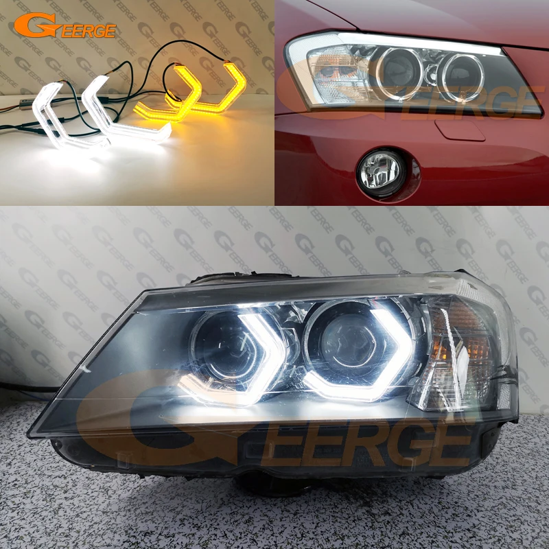 For BMW X3 F25 2010 2011 2012 2013 2014 Pre Facelift Ultra Bright Concept M4 Iconic Style LED Angel Eyes Halo Rings Day Light