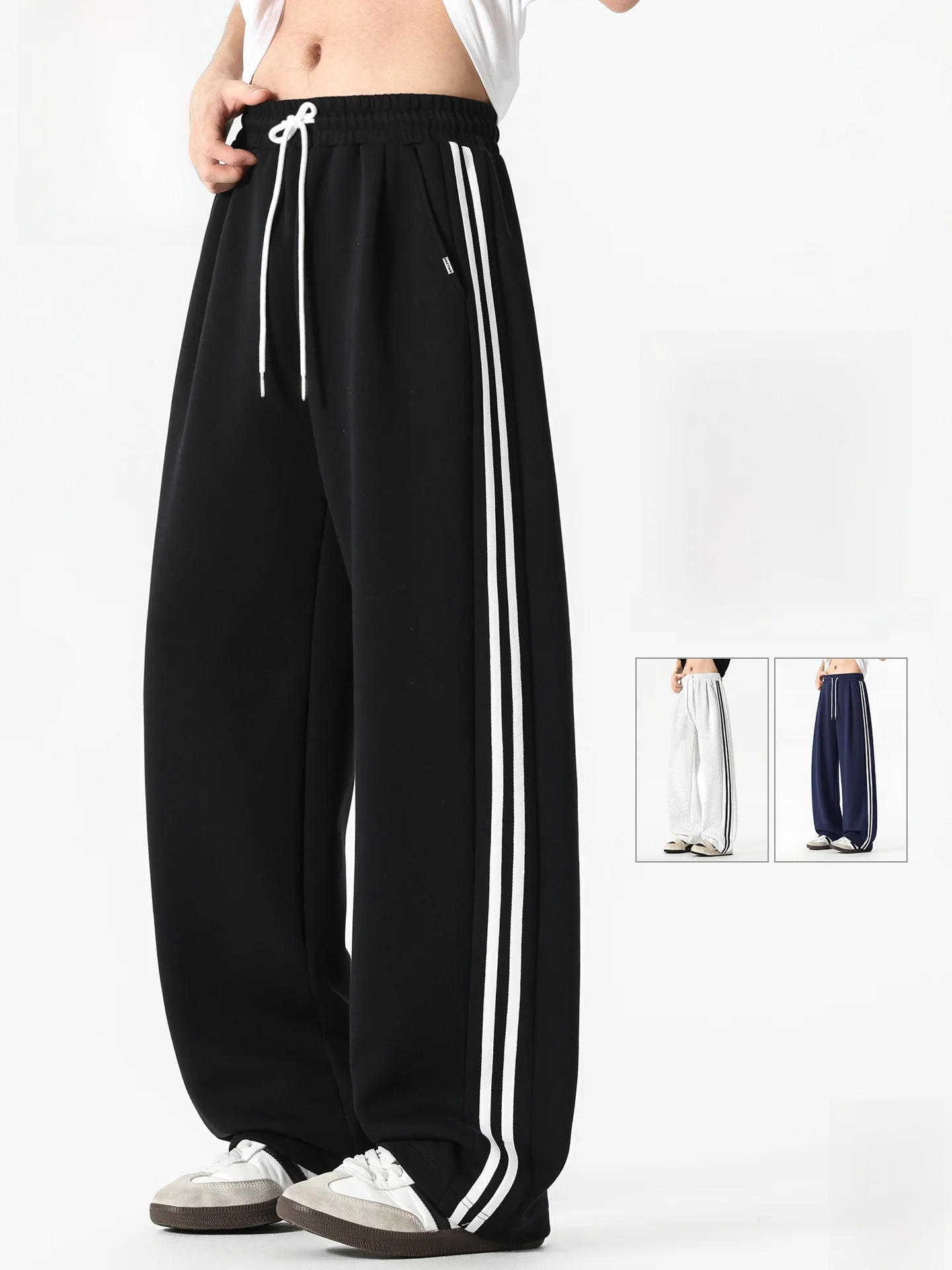 

Boys' Casual Striped Sports Pants Spring Trendy Straight Leg Cotton Comfortable Wear Resistant Deformation