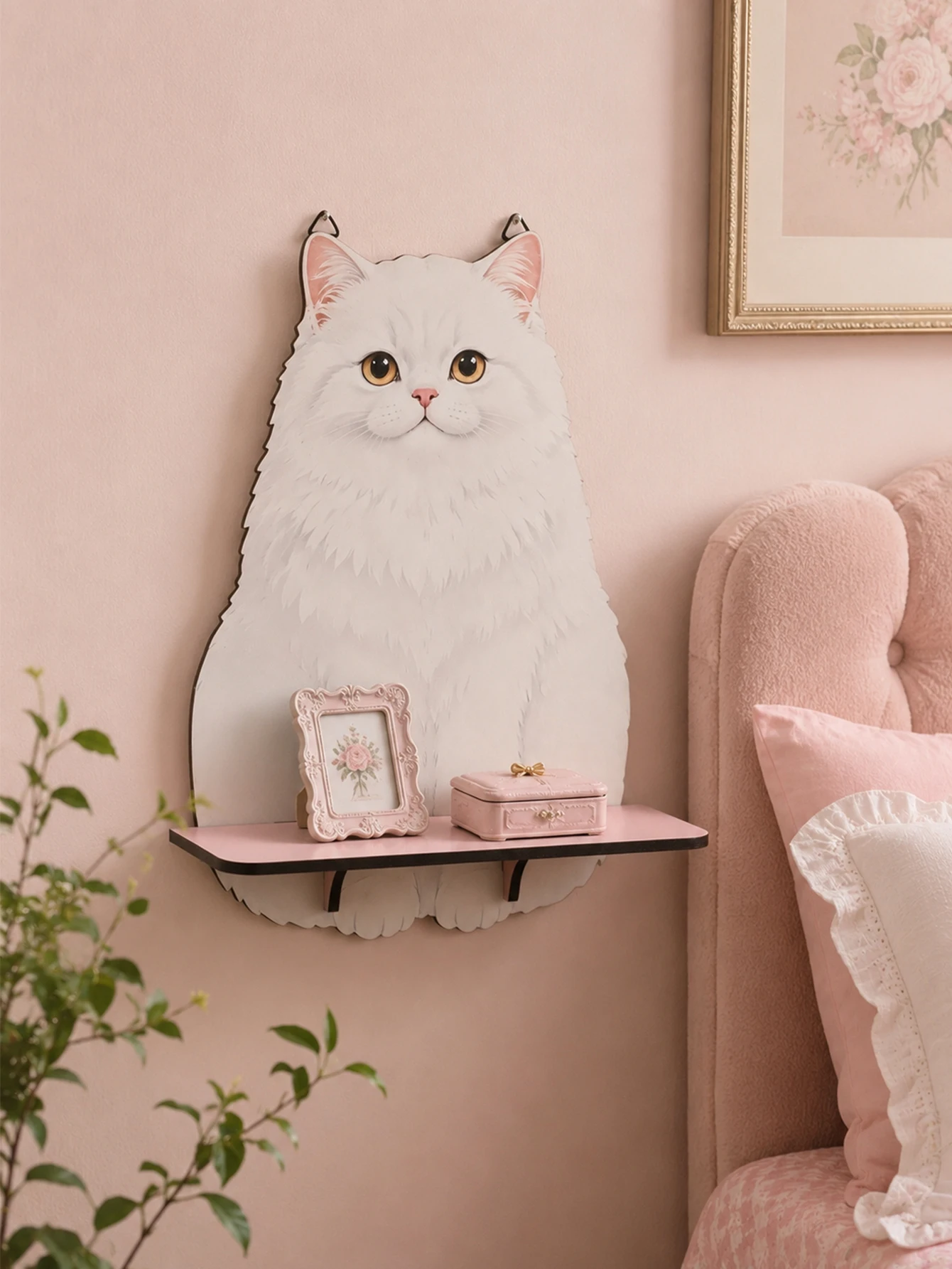 Kawaii Pet Shaped Wall Hanging Floating Shelf Cute Cat Dog Rabbit Wall Mount Storage Shelves Girls Bedroom Decor Display Rack