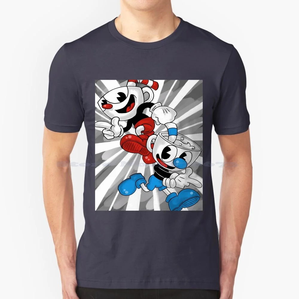 Art-Cuphead T Shirt 100% Cotton Tee Gaming Gamer Retro Cute Cuphead And Mugman Video Games Bosses Color Cuphead Boss Cuphead