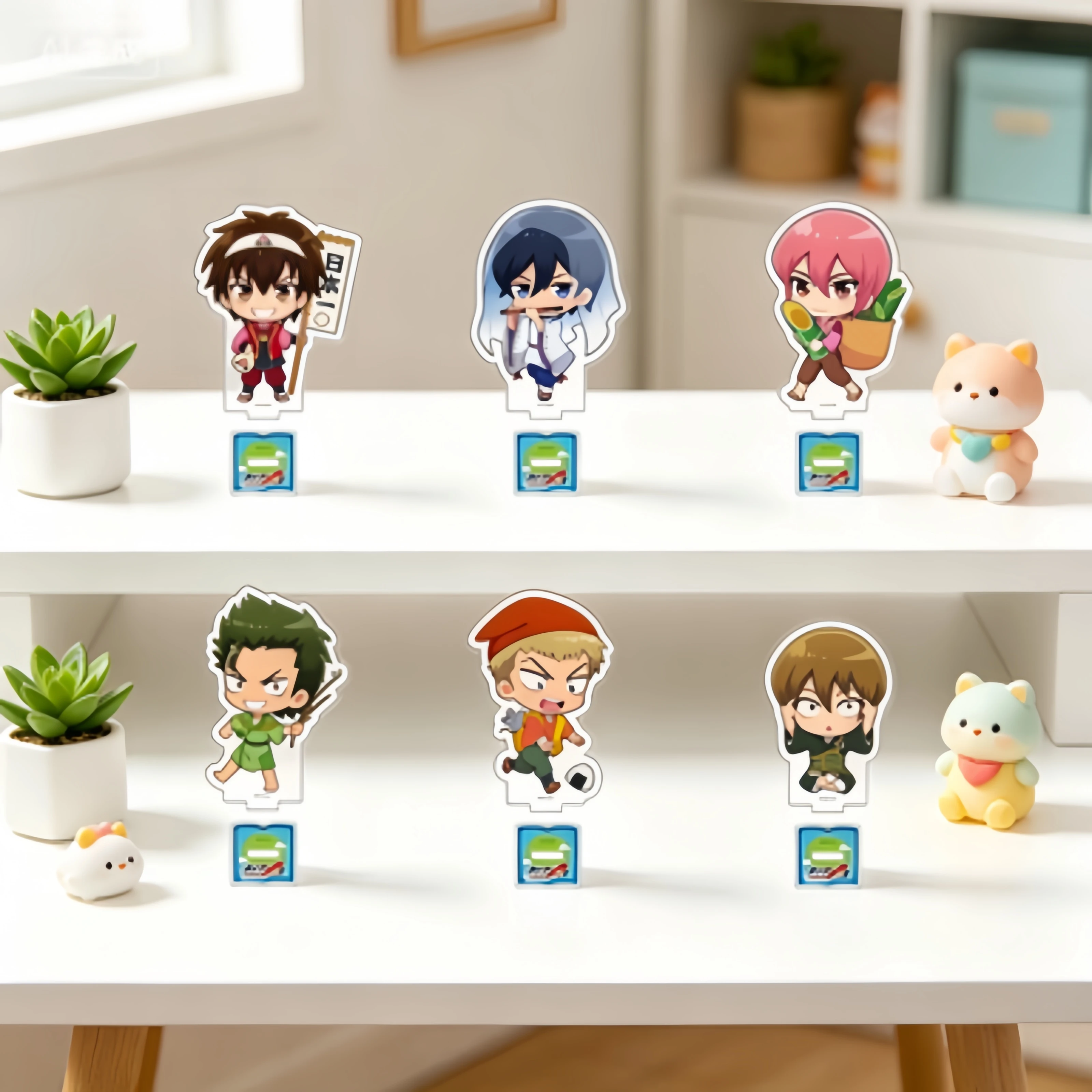 Cartoon Ace of Diamond Acrylic Stand Accessories Goods Collection Car 10cm Surroundings Q-version Keychains Bookshelf Decoration