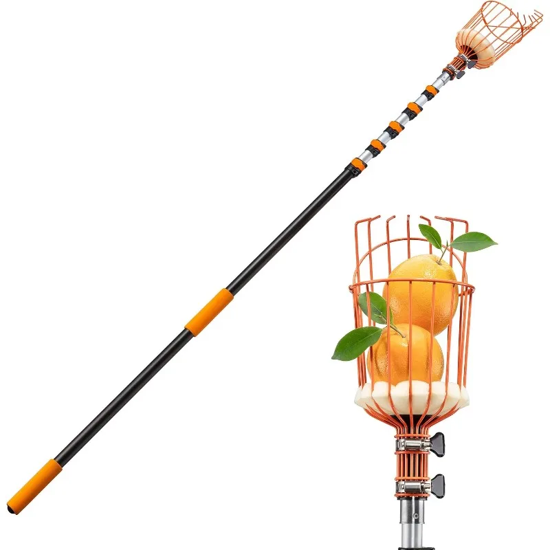 

Fruit Picker Pole with Basket Telescoping 5-24 ft Apple Picker Extension Pole // Telescopic Fruit Tree Picker Tool for Picking