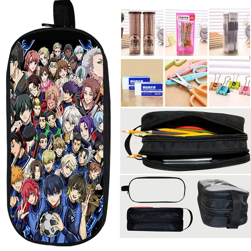 

Blue Lock Anime Merch Pencil Case Large-capacity School Accessories Pencil Bag Nagi Seishiro Graphic Stationery Bag Kids Gifts