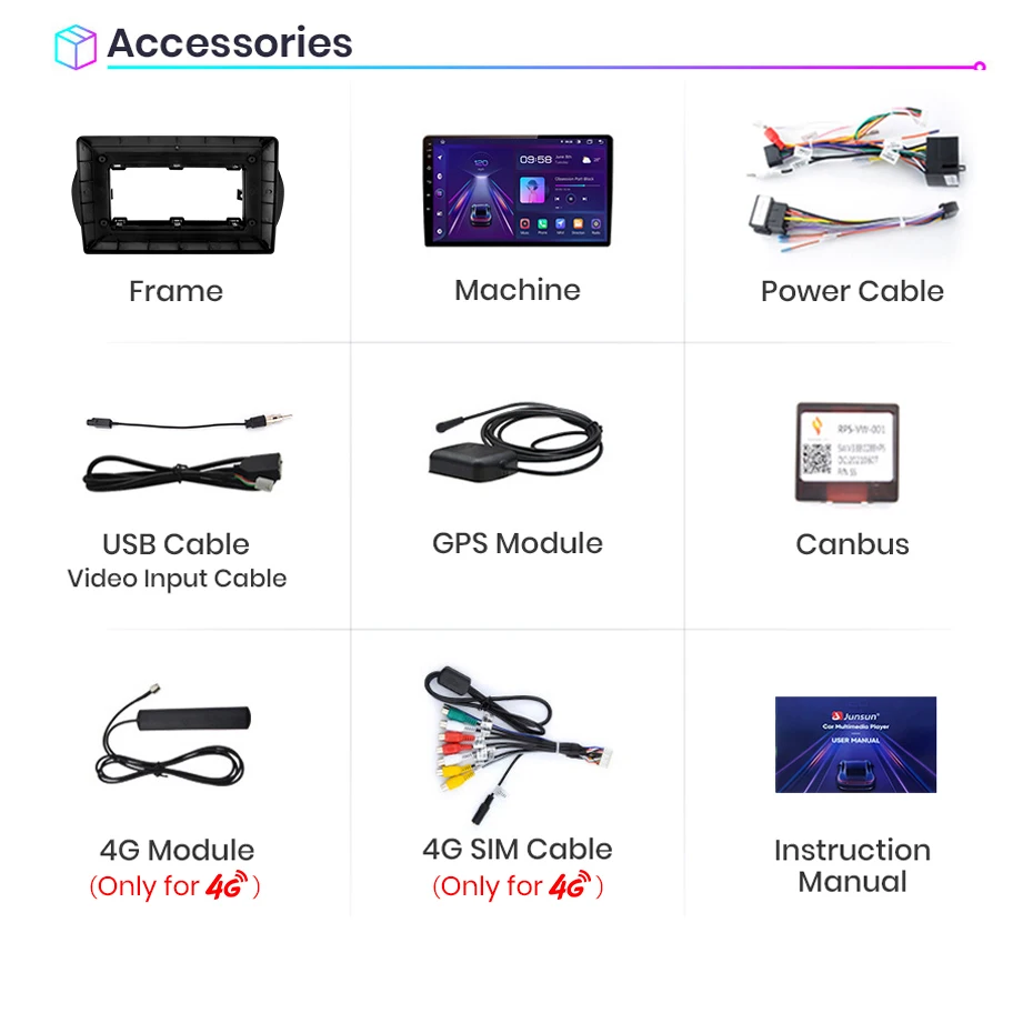 Junsun Wireless CarPlay für Apple Android14 Auto Autoradio für Fiat Fiorino Qubo Citroen Nemo Peugeot Bipper 2008-2017 Stereo – Detail 23