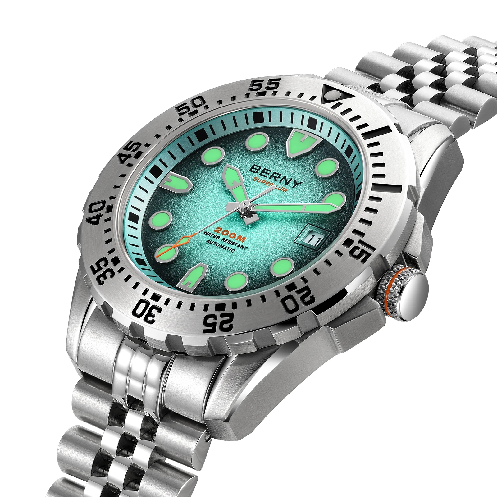 BERNY 20ATM Automatic Diver Watch for Men MIYOTA 8215 Top Accuracy 316L Steel Supper Luminous Sapphire AR Men's Diving Watches
