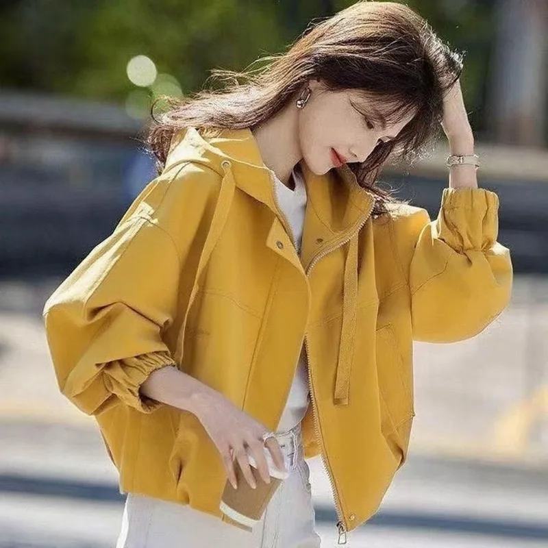 Giacca classica versatile corta con cappuccio Giacca d'assalto 2025 Nuova giacca da esterno comoda semplice casual allentata primaverile e autunnale