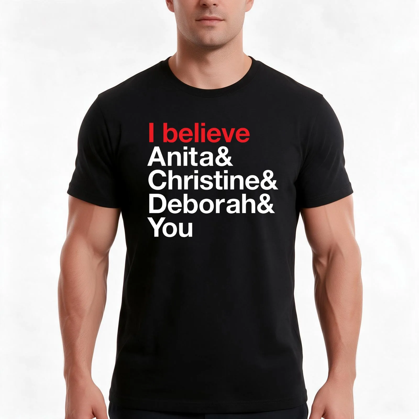 I believe Anita & Christine & Deborah & You. (Benefit for Scarleteen.com) T-Shirt, Summer Casual Cotton Tee, Unisex Men Women