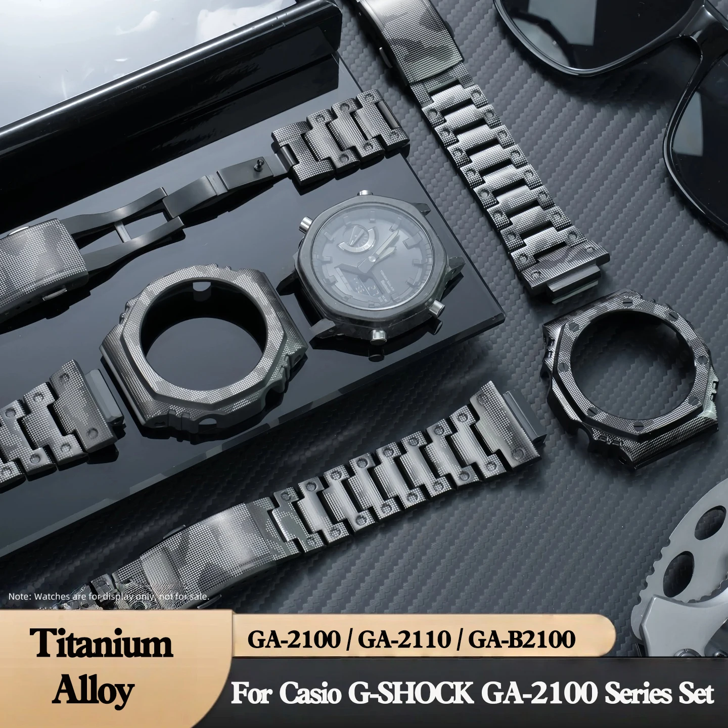 

Комплект для модификации GA2100 GA2110 из титанового сплава для Casio G-shock, камуфляжный ремешок из нержавеющей стали, цельнометаллический корпус, ремешок для мужчин + инструменты