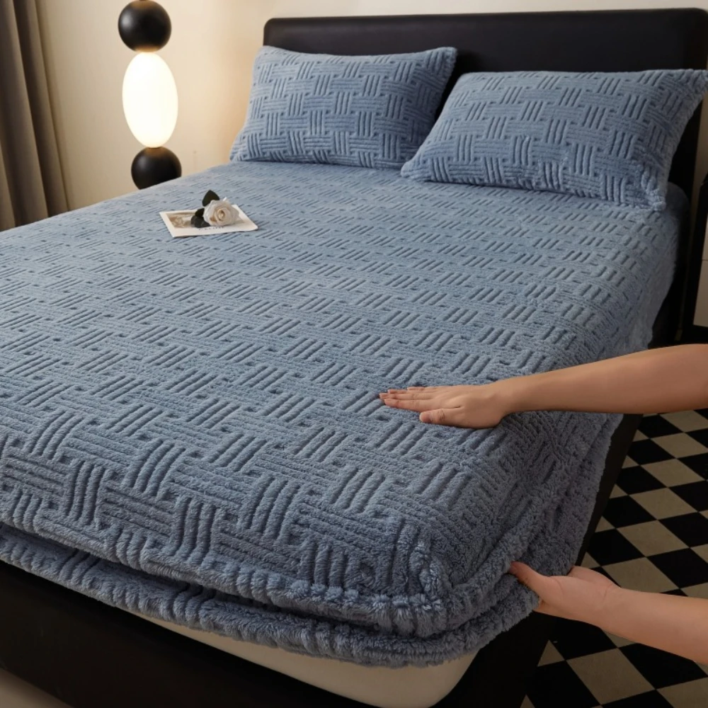 1pc 1pc Jacquard Plush Fitted Sheet Winter Thick Milk Velvet Mattress Cover Elastic All‑Inclusive Anti‑Slip Bed Sheet Protector Single Queen King Size Bedding - Aliexpress Deal