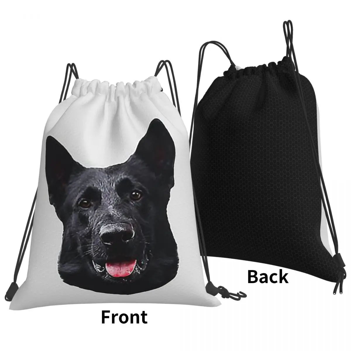 Black German Shepherd Dog Stunning Backpacks Casual Drawstring Bags Sports Bag Book Bags for Man Woman Students