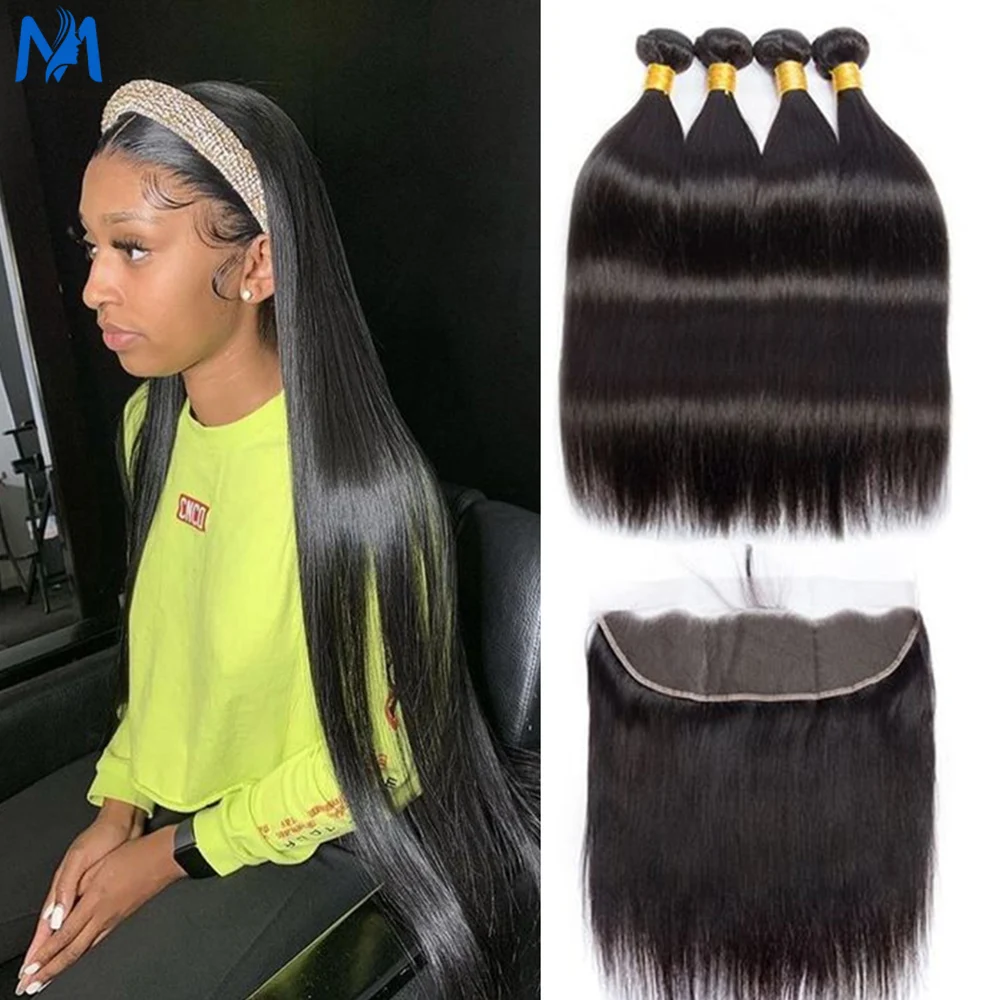 Magie Welle 30 32 34 40 Zoll Gerade Brasilianische Haarwebart Bundles Mit Frontal Menschliches Haar Bundles Mit Verschluss Remy haar Extensi