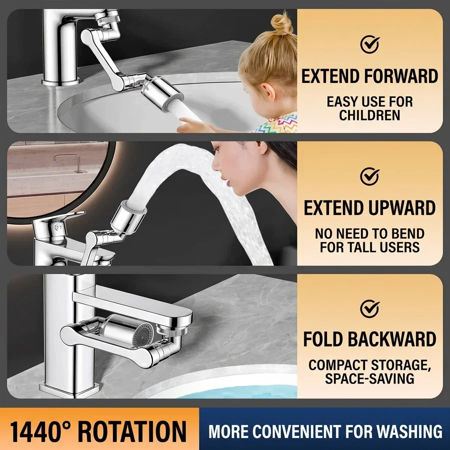 Tub Spout Adapter-360° Rotating Nozzle, Metal Structure, Adjustable Dishwashing/Shampoo Spraying Mode, Suitable for Kitchen/Bath