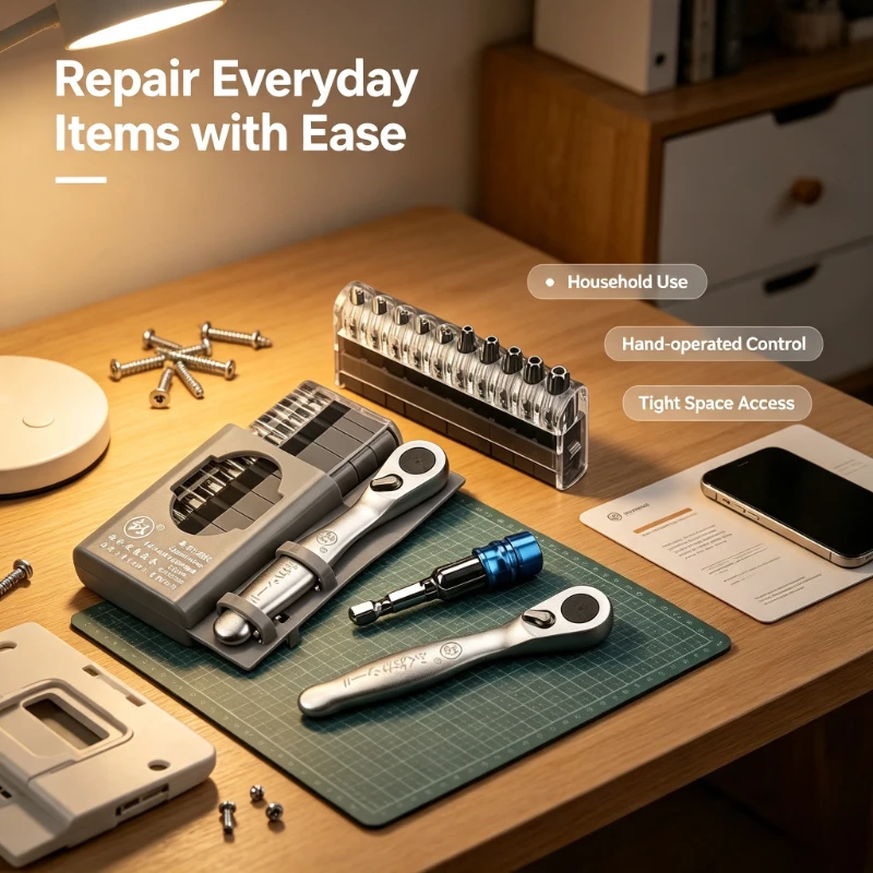 Mini Ratchet Wrench Screwdriver Bit Set, Household Multifunctional Hand‑operated Repair Tool Kit
