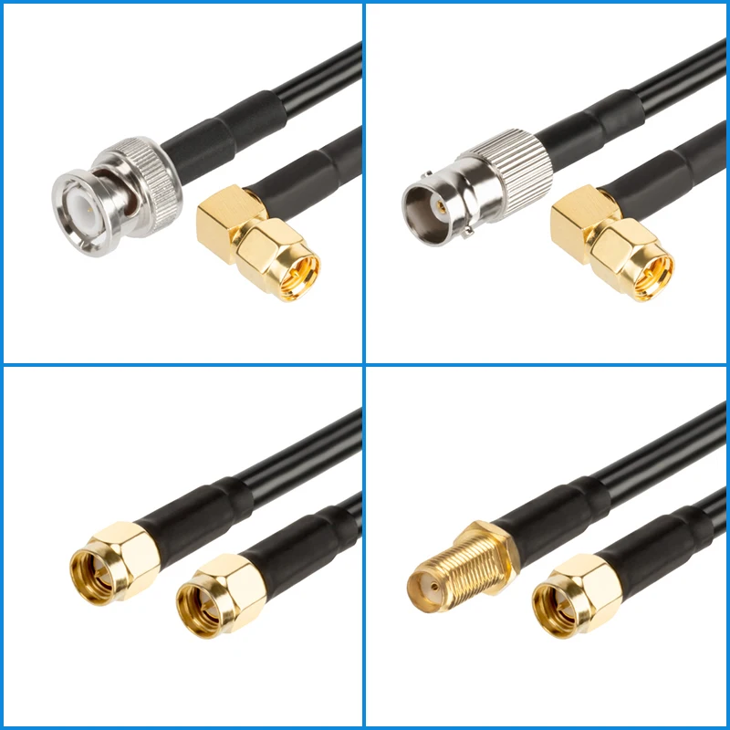 Conector reto coaxial RF, cabo de plugue macho UHF para SMA, SO239, PL259, conector fêmea para ficha SMA, RG58, 0,3 m-30m