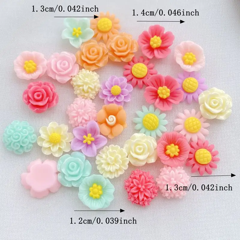 30 Stuks Nieuwe Schattige mixed flowers Nagel Steentjes Edelstenen Glitter Nail Art Sieraden Manicure Nageldecoratie Accessorie