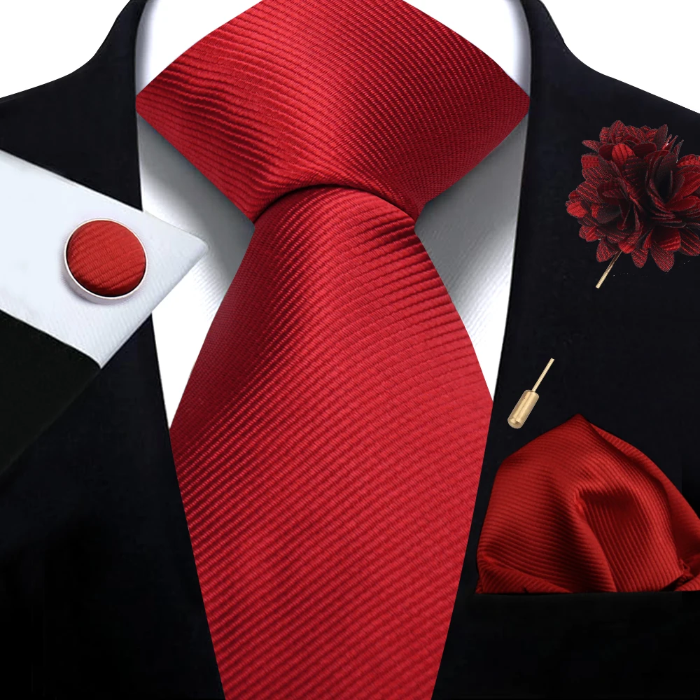 

Brand Business Solid Color Ties Handkerchief Cufflink Tie clip Pin Set For Men Formal Necktie Party Wedding Men Accessoreis Gift
