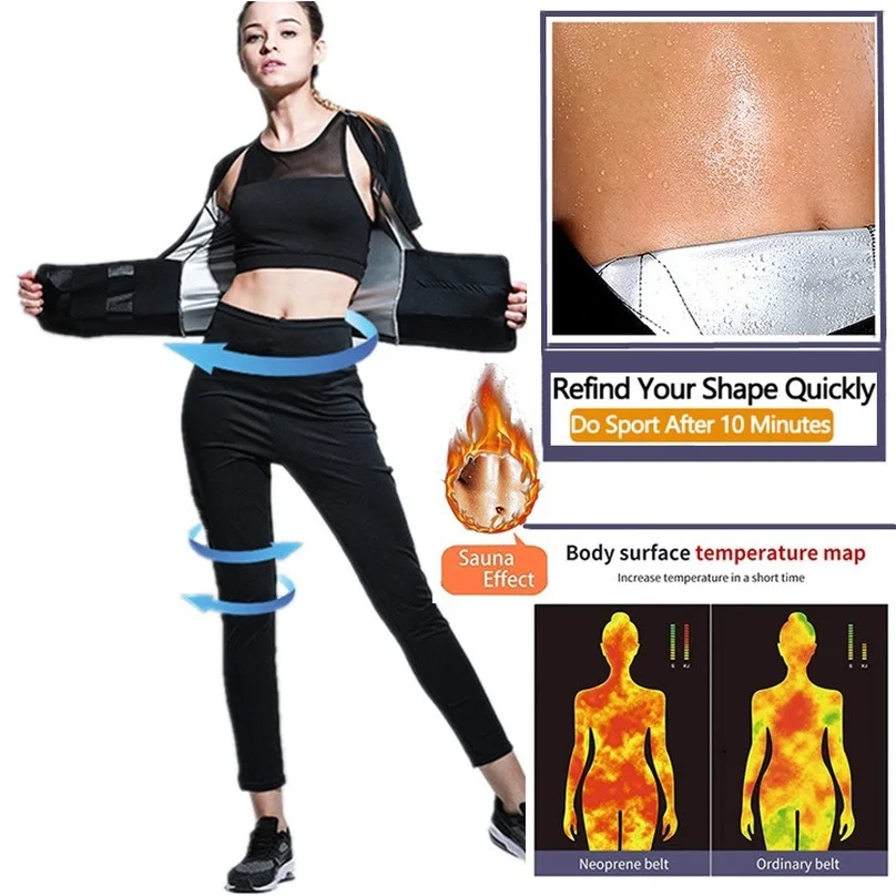 

Women Sweat Sauna Suit Vest Pants Body Shapers Tummy Wrap Waist Trainer Slimming Tank Tops Shapewear Corset Fitness Flat Belly