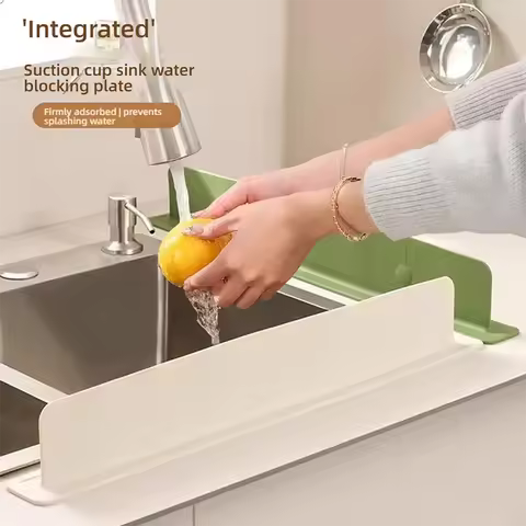 Kitchen Silicone Sink Splash Guard Body Suction Cup Design Flexible Silicone, Easy to Install and Remove, Reusable