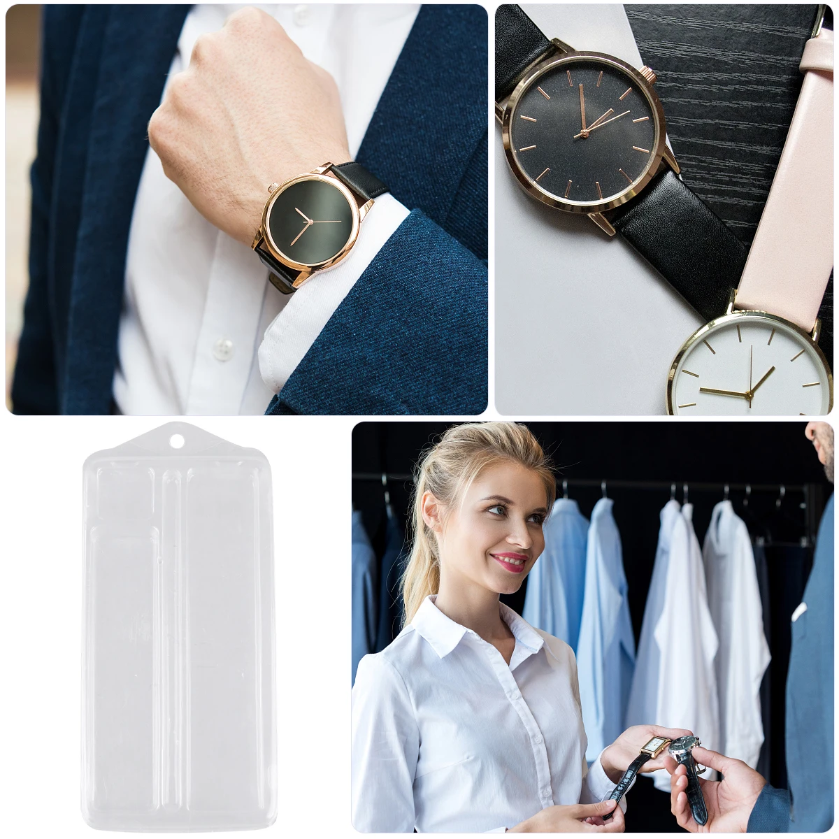 

20pcs Plastic Watch Transparent Pvc Watch Strap Storage Case Reusable Environmentally Friendly Portable For Drawer