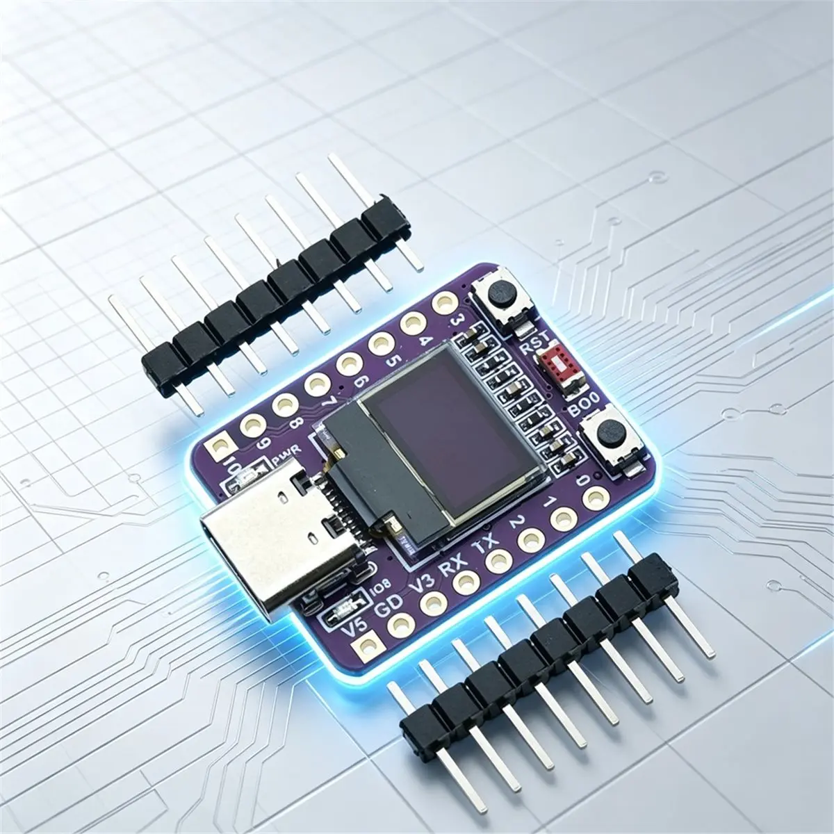 -C3 Development Board 0.42 Inch 72x40 OLED Development Board 2.4G WiFi BLE5.0 Type-C USB Black