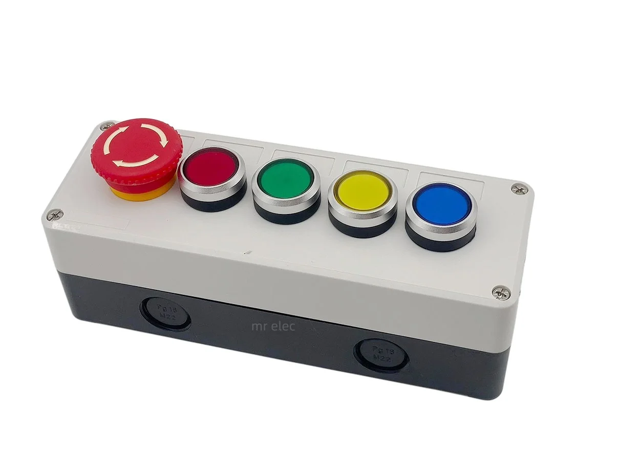 زر التبديل صندوق التحكم 12345 حفرة بدء إيقاف مصعد زر إيقاف الطوارئ مربع مؤشر ضوء صندوق صناعي مقاوم للماء