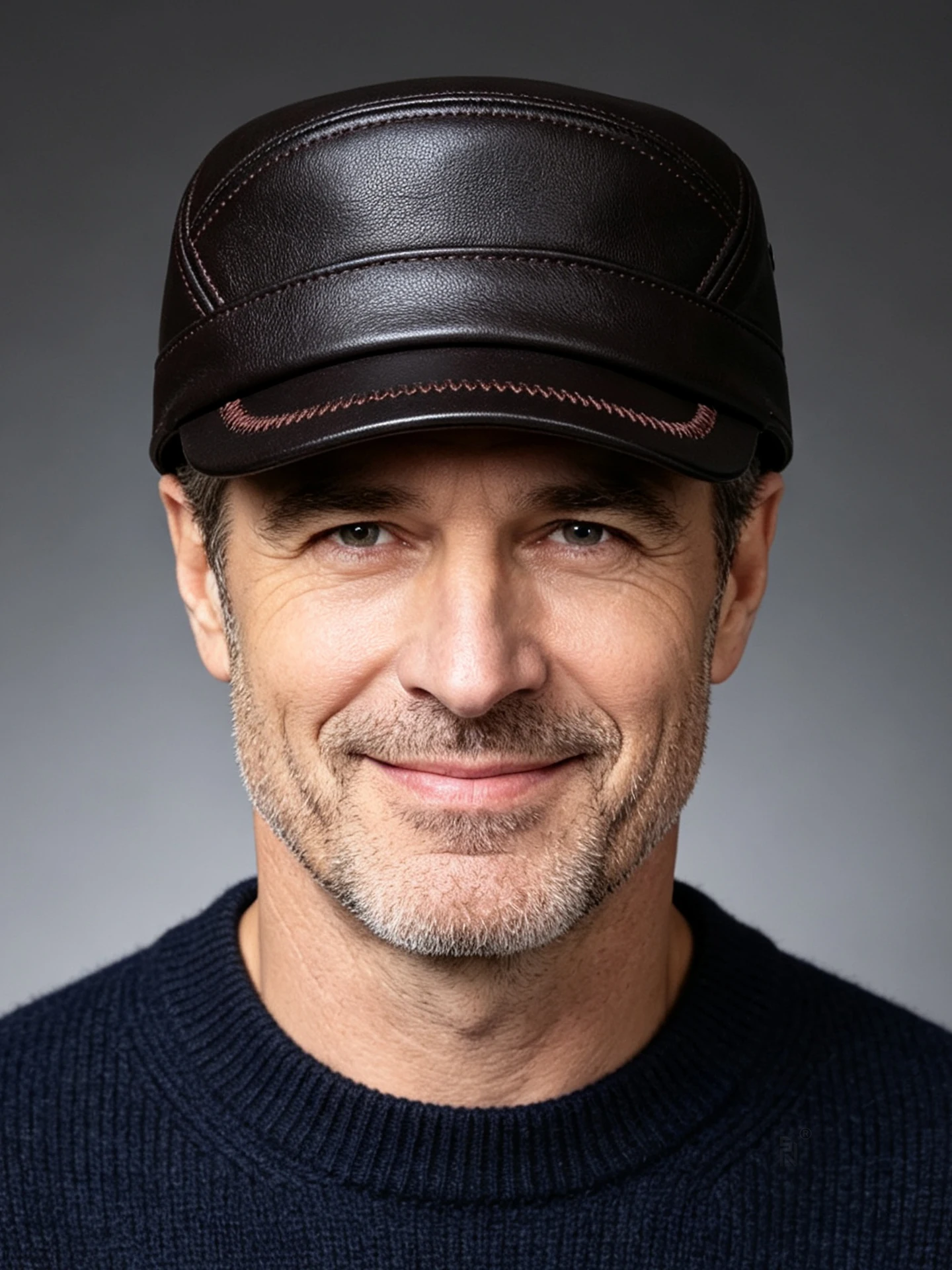new-men's-genuine-leather-short-brim-flat-top-hat-autumn-winter-casual-cap-goat-skin-leather-full-sealed-middle-aged-and-elde