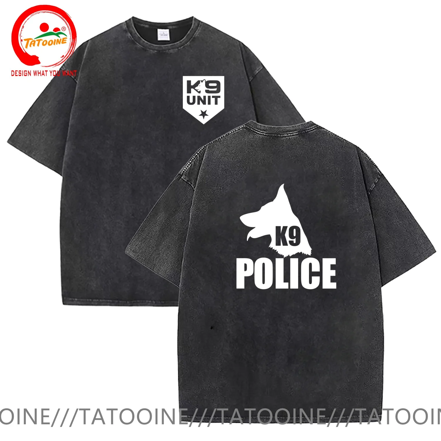 

Vintage Washed Cotton T-Shirt Funny Designer Germany Dog K9 Unit K-9 T Shirt Men Fashion Trendy Casual Clothing Stylish Tops