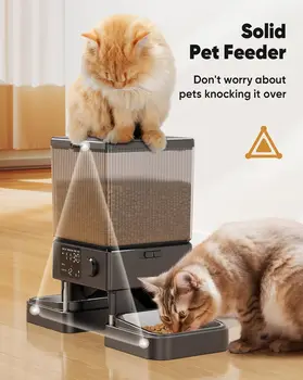 Automatic Cat Feeder for 2 Cats, 20 Cups/5L Automatic Cat Food Dispenser for Small Pets Indoor, Timed Cat Feeder for Dr 5