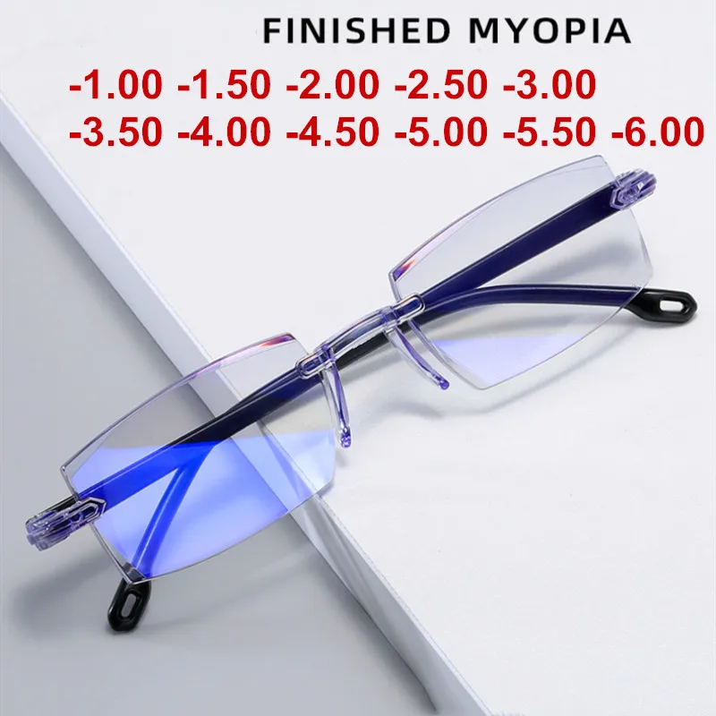 

Reading Glasses 0 -1.0 To -4.0 Myopia Glasse Rimless Anti Blue Light Men Myopia Glasses Frameless Nearsighted Eyeglasses Unisex