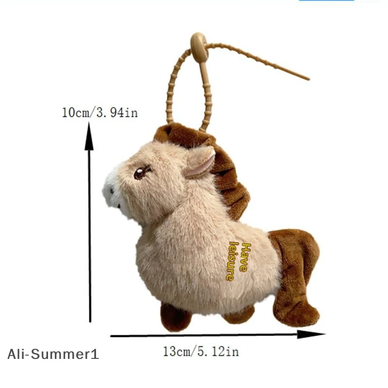 Lindo año del caballo Pony muñeco de peluche juguetes de peluche llavero colgante bolsa dijes mochila adornos colgantes llavero para niña regalos para niños