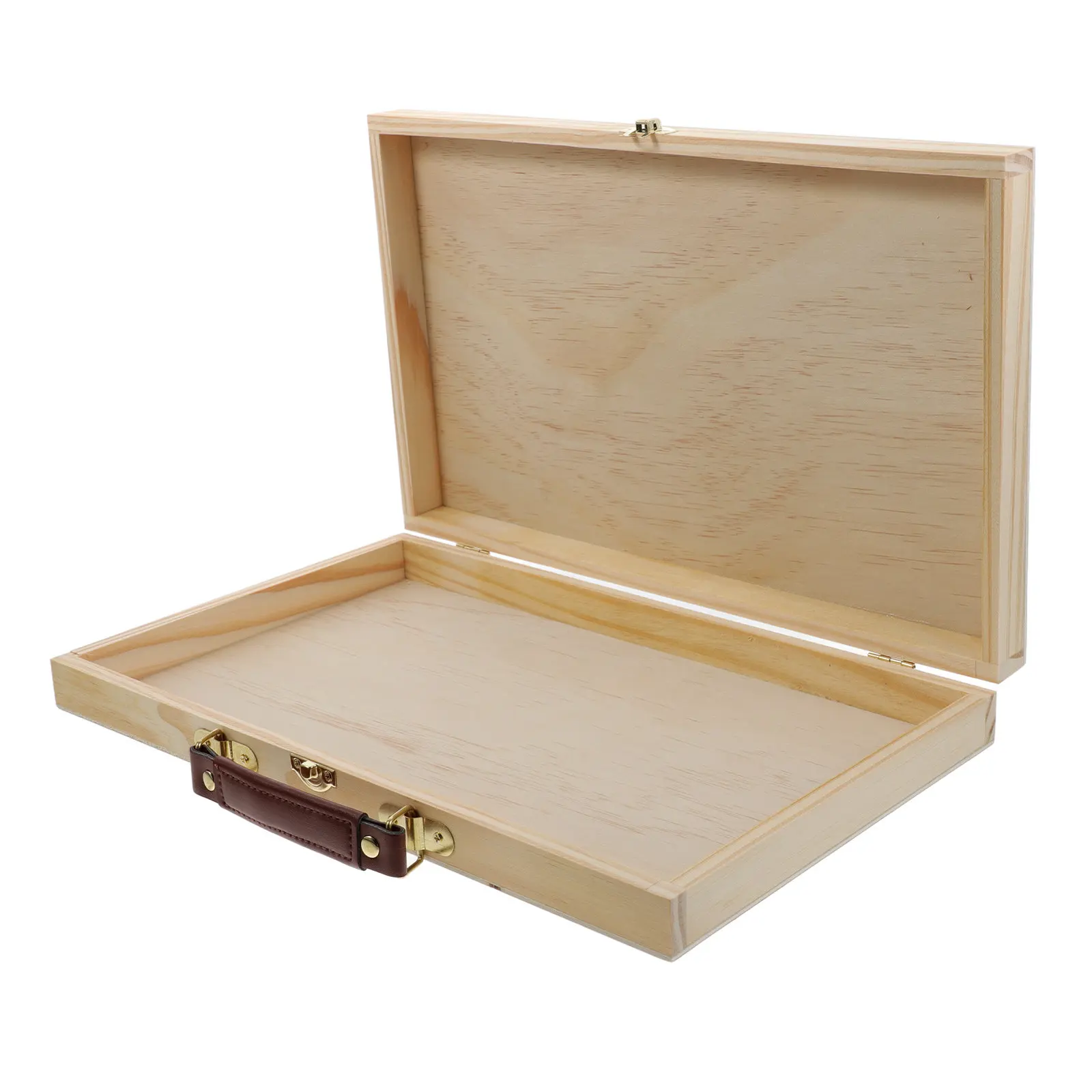 1Pcs Portable Solid Hardwood Paint Box Handle Drawing Storage Case Lightweight Painting Pen Tray Outdoor Art Supplies Organizer