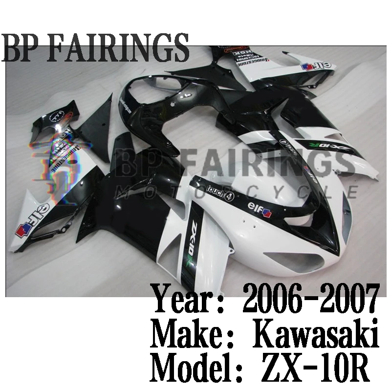 Fairing Kit For KAWASAKI NINJA ZX-10R Motorcycle Full fairings ZX10R 06 07 ZX1000 2006 2007 Bodyworks set Black White