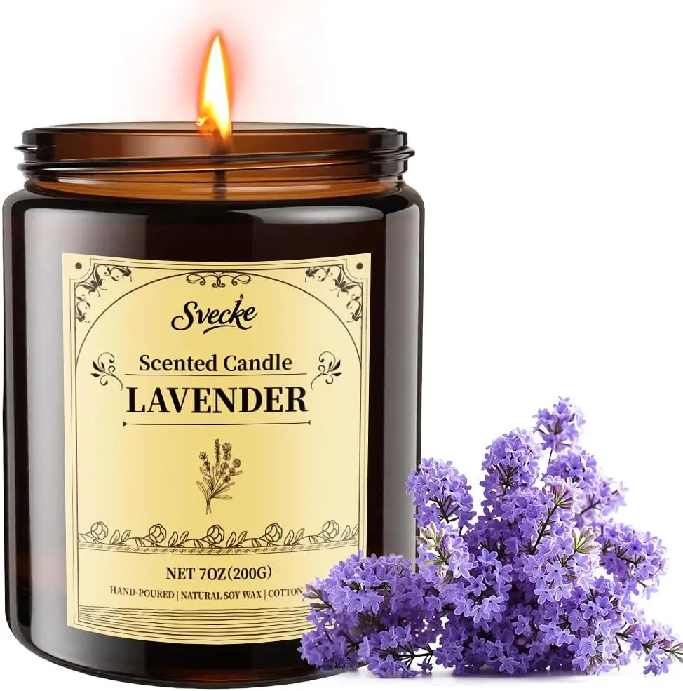 

Ароматическая свеча из соевого воска с лавандой, 7 унций, длительного горения, в банке, для домашнего расслабления, подарок