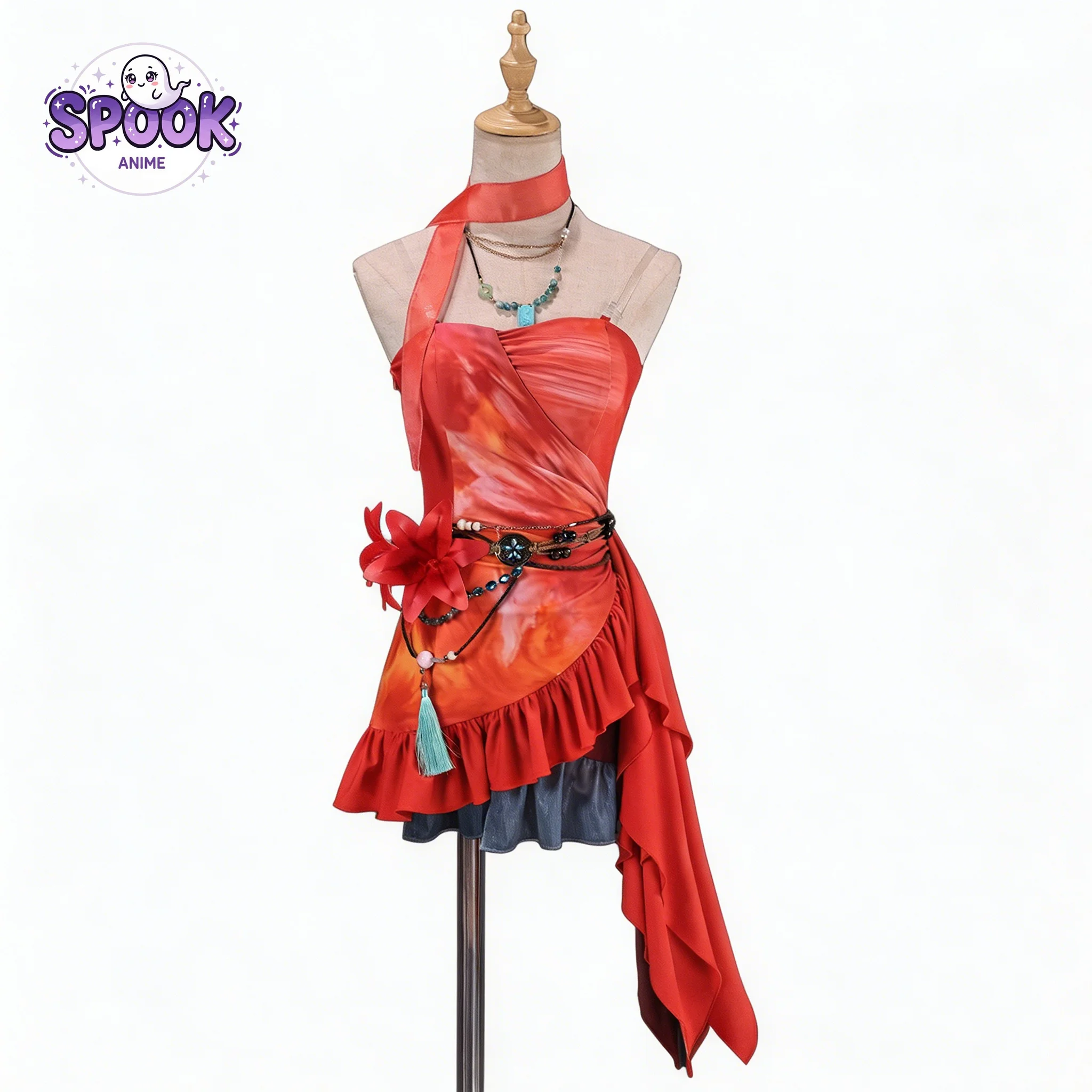 Red Swimsuit Caleb Flame Hot Spring Love and Deepspace Cosplay Costume Full Set for Women Halloween Role Play Convention Outfit
