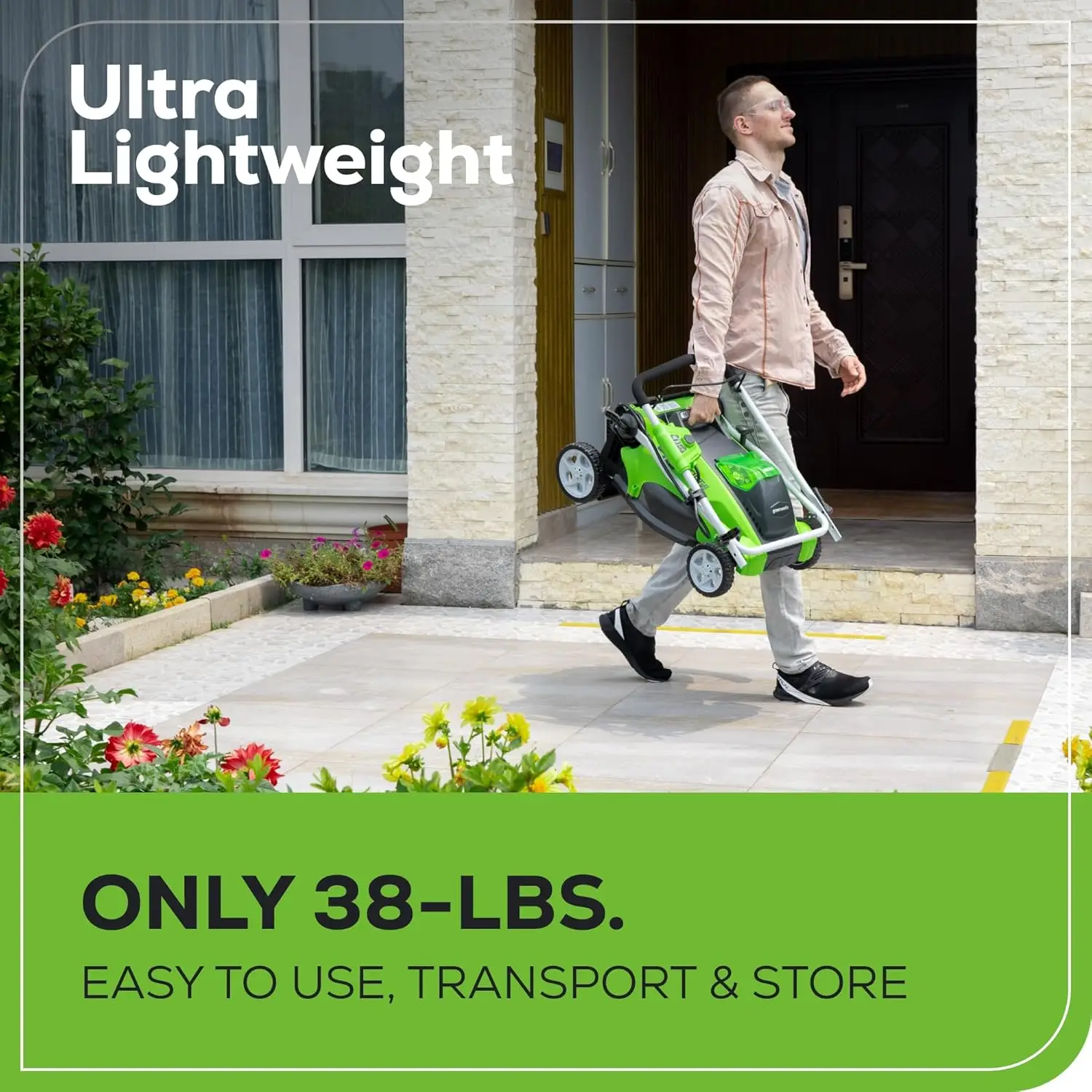 40V 16" Cordless (Push) Lawn Mower (75+ Compatible Tools), 4.0Ah Battery and Charger Included