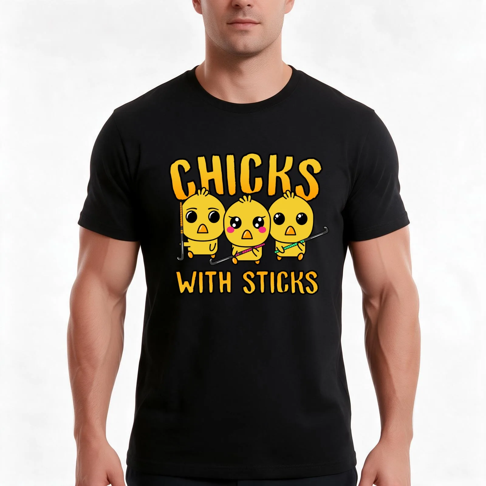 Chicks With Sticks Girls Field Hockey T-Shirt Summer Casual Cotton Tee Oversized Streetwear Tops Vintage Graphic Print