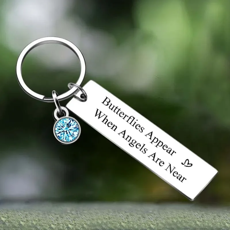 Cute Butterfly Memorial Gifts Keychain Loss of Mother Grandma Sister Daughter Sympathy Gift Key Chain Pendant Jewelry