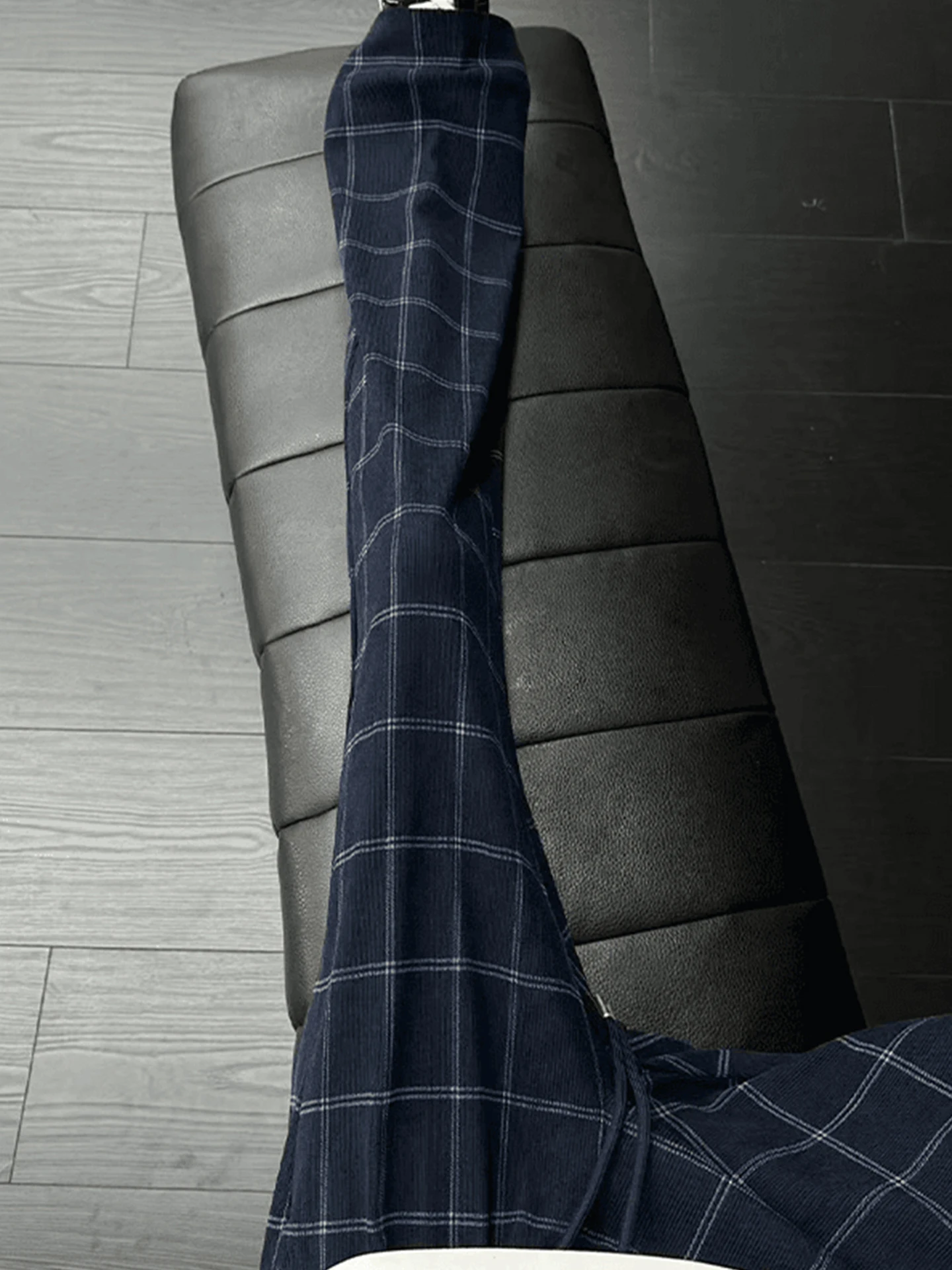 Slim Fit Plaid Pants Men's Summer Thin Straight Leg Fitness Sport Micro Flared Trousers High Waist Straight Long Trousers