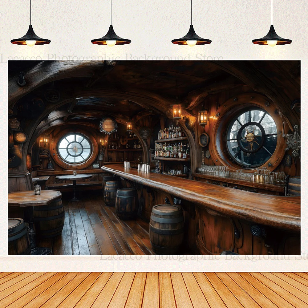 Vintage Piraten Taverne Fotografie Hintergrund Abenteuer Kinder Geburtstag Party Hintergrund Festival Dekoration Banner Foto Studio Prop