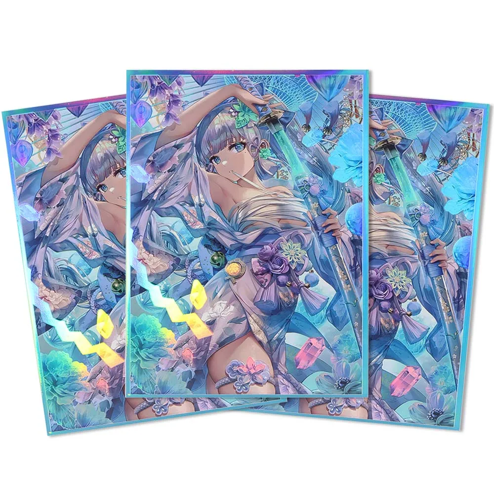 50 個 67 × 92 ミリメートルホログラフィック点滅アニメカードスリーブ神里あやかトップローディング耐摩耗シールドダブルカードカバー MTG/PKM 用