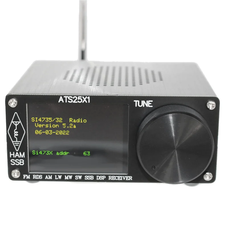 ATS25X1 Si4732 Receptor de radio de todas las bandas FM LW(MW SW) SSB + LCD táctil de 2,4 pulgadas + antena de látigo + batería + Cable USB + altavoz